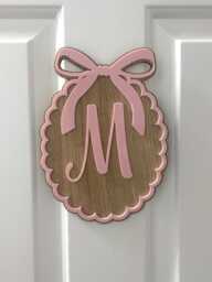 Personalised Wood Acrylic Letter Bow Wall Hanging - Kids Room Door Decor