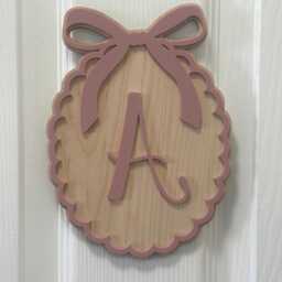 Personalised Wood Acrylic Letter Bow Wall Hanging - Kids Room Door Decor - thumbnail 2