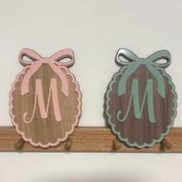 Personalised Wood Acrylic Letter Bow Wall Hanging - Kids Room Door Decor - thumbnail 4