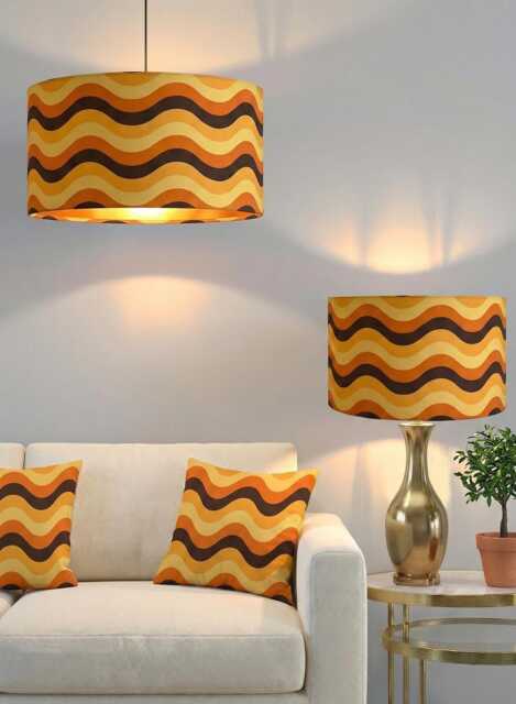Orange Wave Lamp Shade Handmade Abstract Pendant Light - image 1