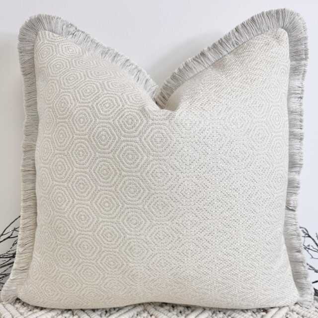 Luxury Grey Textured Woven Fringed Cushion, Pillow Cover, Feather Inserts Optional - Handcrafted By The Couture Cushion Style 219 - image 1