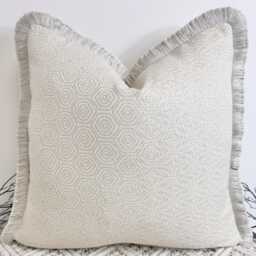 Luxury Grey Textured Woven Fringed Cushion, Pillow Cover, Feather Inserts Optional - Handcrafted By The Couture Cushion Style 219 - thumbnail 1