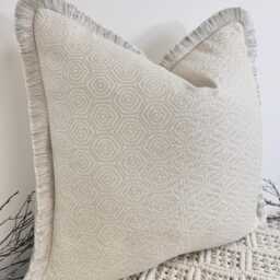 Luxury Grey Textured Woven Fringed Cushion, Pillow Cover, Feather Inserts Optional - Handcrafted By The Couture Cushion Style 219 - thumbnail 2