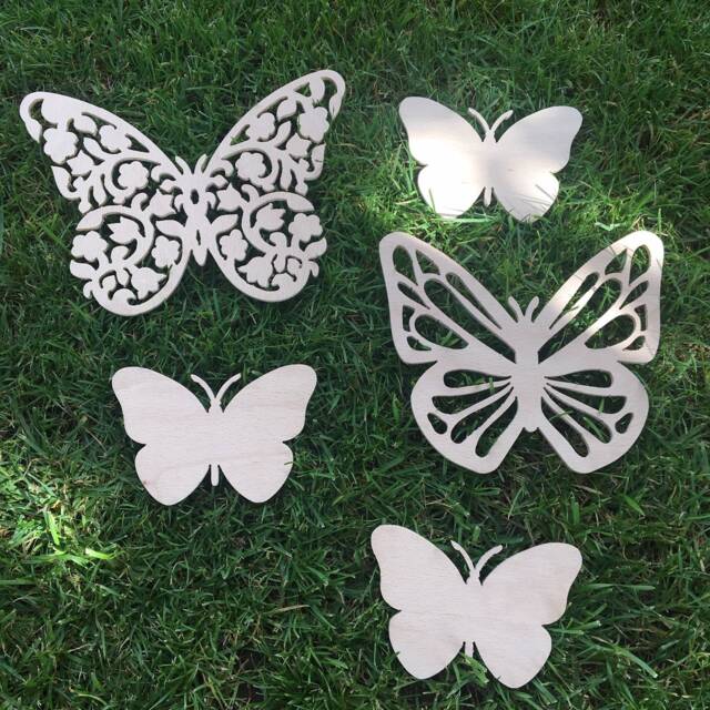 Butterfly Decorations For Party, Wooden Wall Art Decor, Baby Shower Room Decor Gift, Outdoor, Insect Decals - image 1