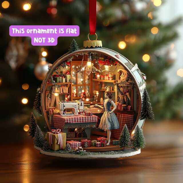 Custom Tailor Shop 2D Flat Acrylic Ornament, Sewing Room Christmas Decor, Perfect Seamstress Gift For Future Tailors & Enthusiasts - image 1