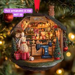 Custom Tailor Shop 2D Flat Acrylic Ornament, Sewing Room Christmas Decor, Perfect Seamstress Gift For Future Tailors & Enthusiasts - thumbnail 2