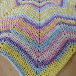 Hand Crocheted Pastel Baby Blanket Star Ripple Design - thumbnail 3