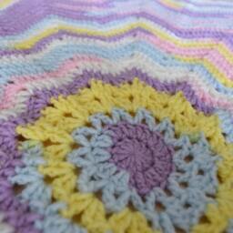 Hand Crocheted Pastel Baby Blanket Star Ripple Design - thumbnail 4
