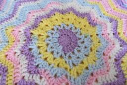 Hand Crocheted Pastel Baby Blanket Star Ripple Design