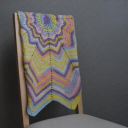 Hand Crocheted Pastel Baby Blanket Star Ripple Design - thumbnail 2