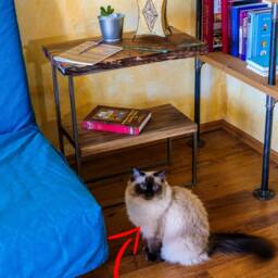 Bed Side End Table Live Edge Bookshelf With Glowing Resin - thumbnail 2
