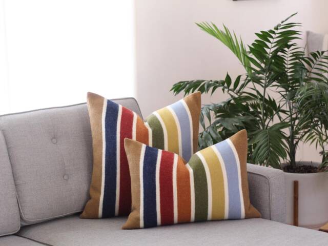 Joshua Tree National Park Wool Pillow Cover, Camel Stripe Cover - Made To Order - image 1