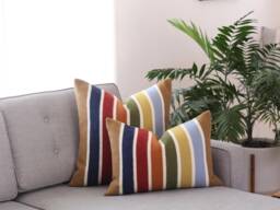 Joshua Tree National Park Wool Pillow Cover, Camel Stripe Cover - Made To Order - thumbnail 1