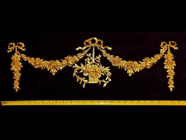 Large Ornate Applique Gilt Or White French Style Decorative Wall Furniture Moulding Pediment Plastic Decoration - image 1