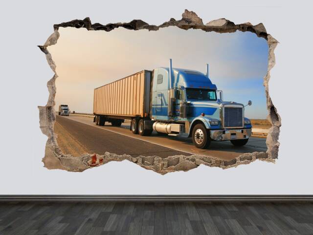 Trailer Truck Large Wall Sticker Semi Decal Gift For Boy Playroom Decor Nursery Print Drivers Technic - image 1