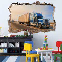 Trailer Truck Large Wall Sticker Semi Decal Gift For Boy Playroom Decor Nursery Print Drivers Technic - thumbnail 2
