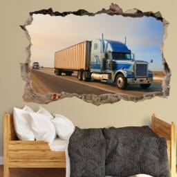 Trailer Truck Large Wall Sticker Semi Decal Gift For Boy Playroom Decor Nursery Print Drivers Technic - thumbnail 4