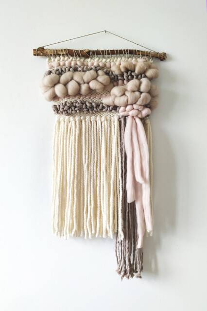 Pink Woven Wall Hanging Boho Nursery Textile Art - image 1