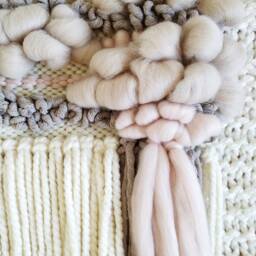 Pink Woven Wall Hanging Boho Nursery Textile Art - thumbnail 3