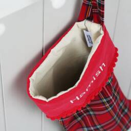 Christmas Stocking - Holiday Personalised Stockings Decorations Red Tartan - thumbnail 2