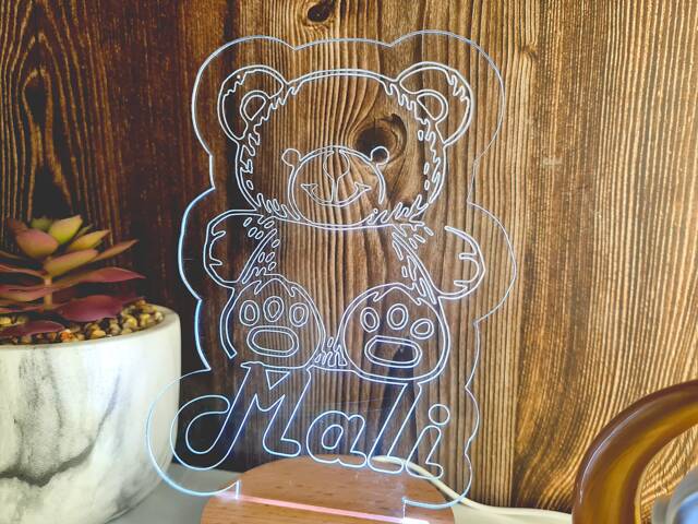 Personalized Teddy Bear Led Night Light Custom Kids Room Decor - image 1
