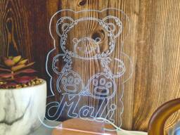 Personalized Teddy Bear Led Night Light Custom Kids Room Decor