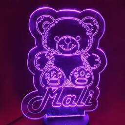 Personalized Teddy Bear Led Night Light Custom Kids Room Decor - thumbnail 4