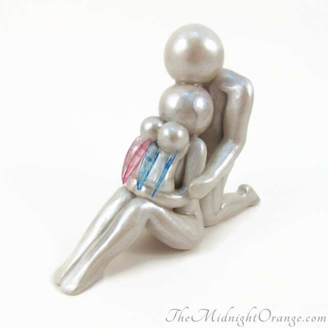 Handmade Clay Family Memorial Sculpture Twin Angel Keepsake - image 1