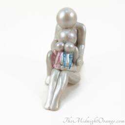 Handmade Clay Family Memorial Sculpture Twin Angel Keepsake - thumbnail 2