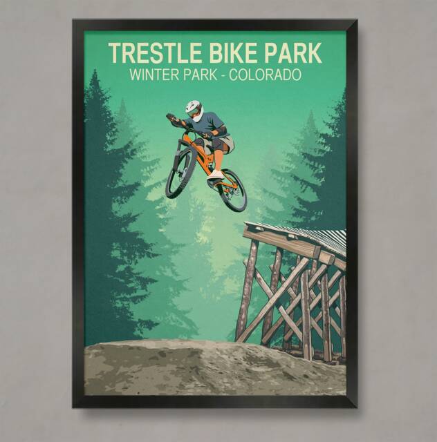Trestle Bike Art Print, Winter Park Colorado, Mountain Poster - image 1