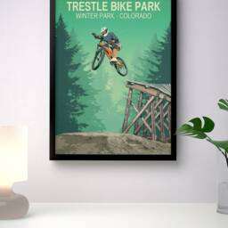 Trestle Bike Art Print, Winter Park Colorado, Mountain Poster - thumbnail 3