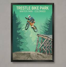 Trestle Bike Art Print, Winter Park Colorado, Mountain Poster - thumbnail 1