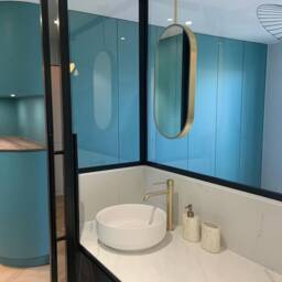 Set Of Two Capsula Ceiling Suspended Illuminated Modern Mirror With Brass Frame - thumbnail 3