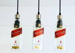 Johnnie Walker Red Label Bottle Industrial Light Fixture - Chandelier Ceiling Lamp For Home, Restaurant & Bar Island
