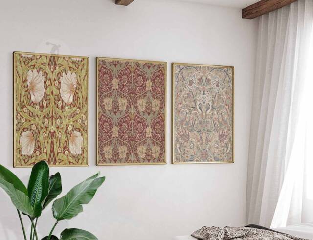 William Morris Set Of 3 Prints, Wall Art, Floral Pattern Nature Art Nouveau, Vintage - image 1