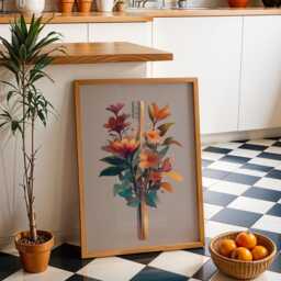 Dental Wall Art Print - Floral Toothbrush Illustration Modern Dentist Office D??cor Colourful Medical - thumbnail 2
