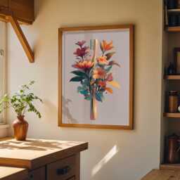Dental Wall Art Print - Floral Toothbrush Illustration Modern Dentist Office D??cor Colourful Medical - thumbnail 3