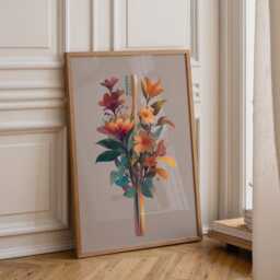 Dental Wall Art Print - Floral Toothbrush Illustration Modern Dentist Office D??cor Colourful Medical - thumbnail 1