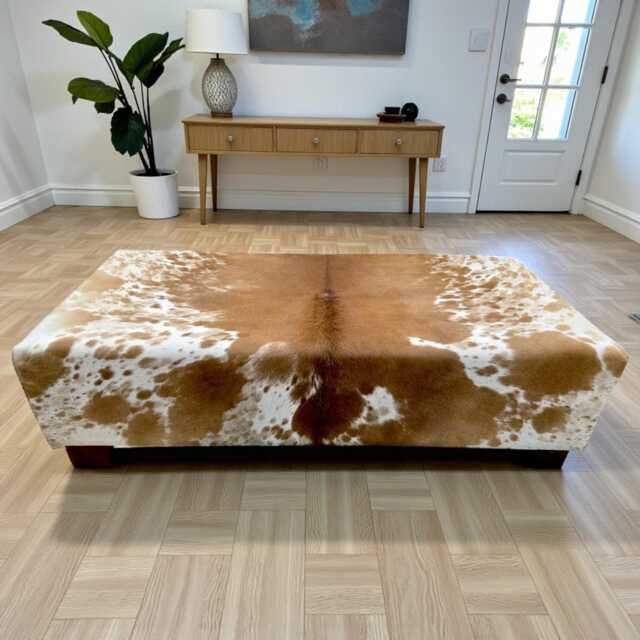 Cowhide Ottoman - Custom Foot Stool Handcrafted Luxury Pouf Unique Decor - Fo - image 1