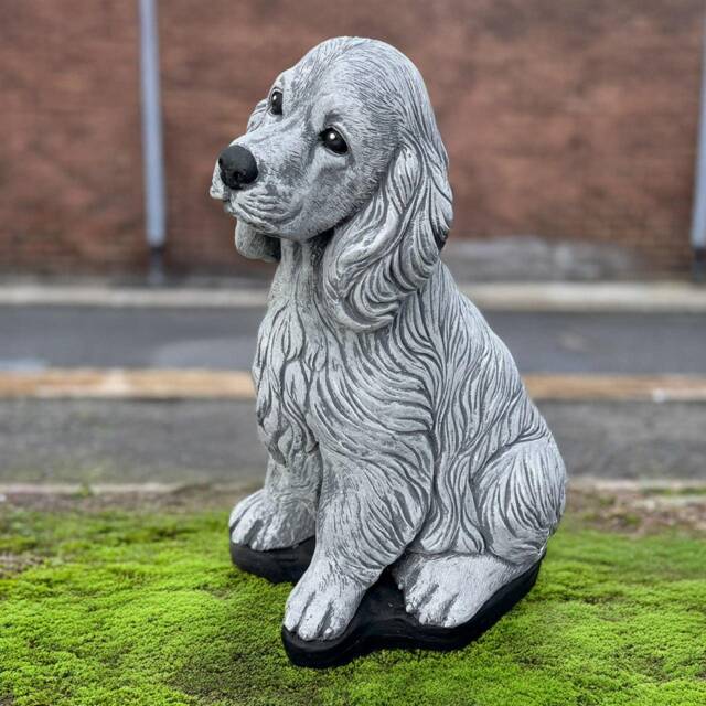 Stone Cocker Spaniel Figurine Outdoor Sculpture Concrete Dog Statue Cement Pet Decoration Memorial Ornament Dog Lover Gift - image 1