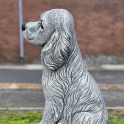 Stone Cocker Spaniel Figurine Outdoor Sculpture Concrete Dog Statue Cement Pet Decoration Memorial Ornament Dog Lover Gift - thumbnail 4
