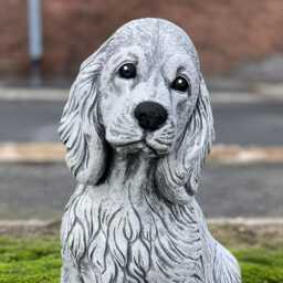 Stone Cocker Spaniel Figurine Outdoor Sculpture Concrete Dog Statue Cement Pet Decoration Memorial Ornament Dog Lover Gift - thumbnail 2