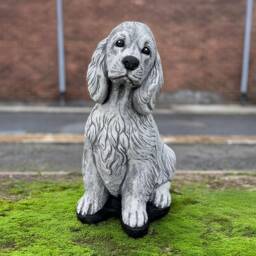 Stone Cocker Spaniel Figurine Outdoor Sculpture Concrete Dog Statue Cement Pet Decoration Memorial Ornament Dog Lover Gift - thumbnail 3