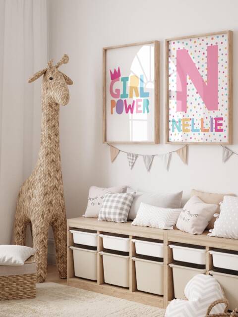 Set Of 2 Girls Personalised Bedroom Prints, Decor, Girl Power Print, Motivational, Rainbow Wall Art, Teenager - image 1