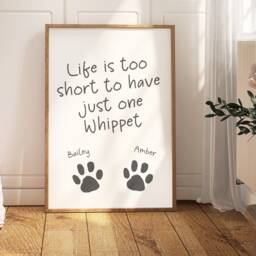 Life Is Too Short To Have Just One Whippet, Print For Whippet Owners, Mum Wall - thumbnail 1