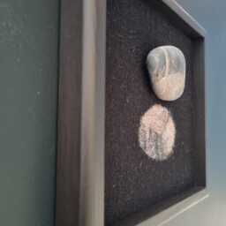 Woven Wall Art, Beach Rock Reflection Tapestry, Framed Textile Decor - thumbnail 3