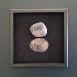 Woven Wall Art, Beach Rock Reflection Tapestry, Framed Textile Decor - thumbnail 2