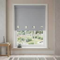 Made To Measure Square Eyelets Roller Blinds Silver Grey Easy Fit Daylight Window Blind