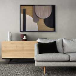 Abstract Fiber Art Frame Geometric Wood Decor - Framed Macrame, Black Frame - 26x34 Inches - thumbnail 2
