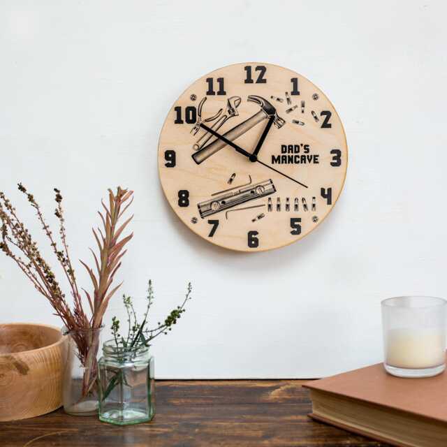 Personalised Diy Wall Clock - Shed, Garage & Man Cave Gift- Tool Present For Dad - image 1